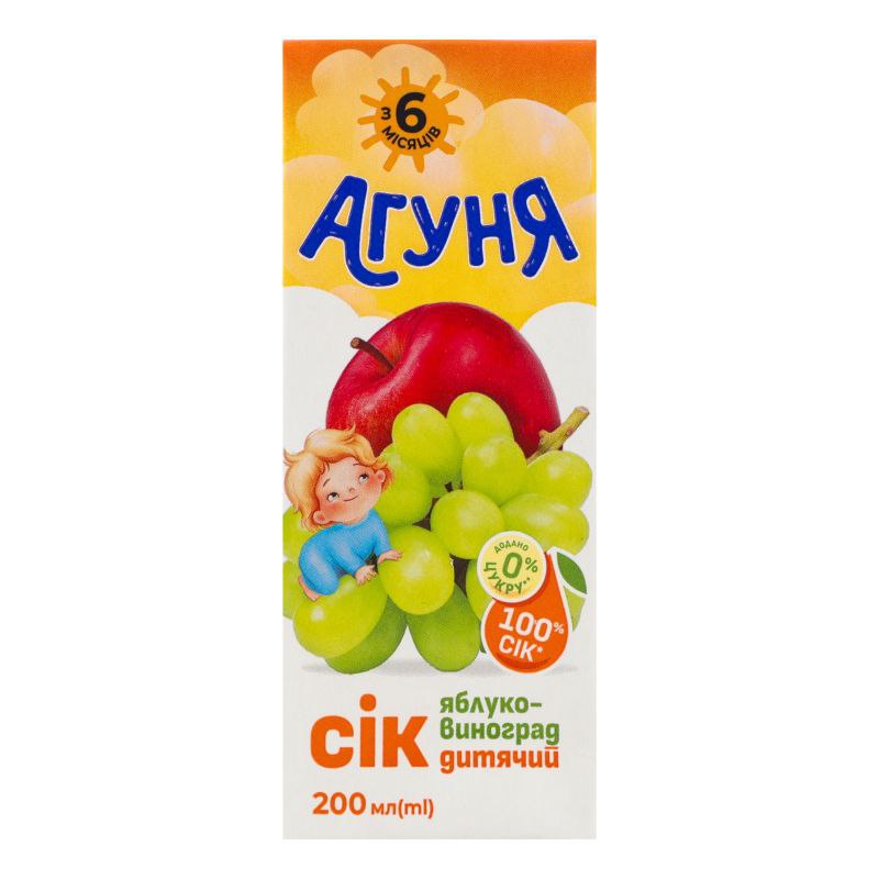 Сік Агуня Яблуко-Виноград 0.2 л тетра-пак